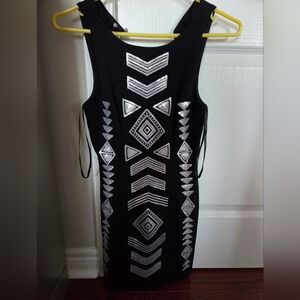 Black Dress with Silver Geometric Patterns